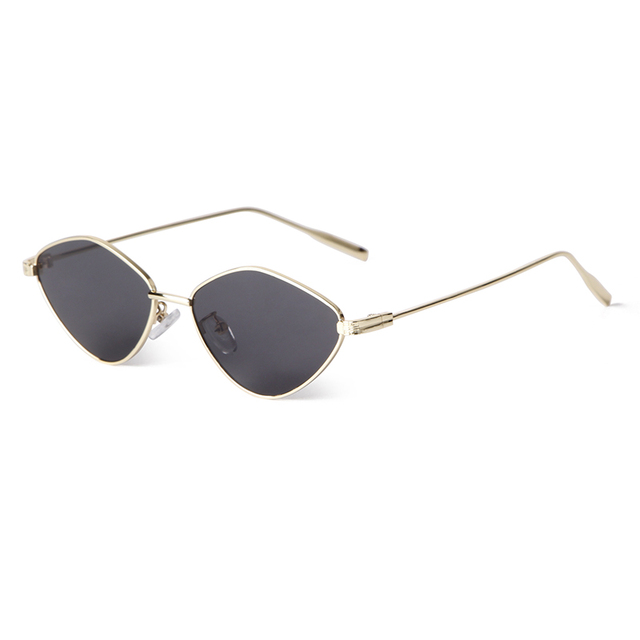 Retro Gold Silver Metal Polygon Sunglasses Vintage Irregular Frame Sun Glasses Classic Brown Lenses Cat Eye Luxury Eyewear