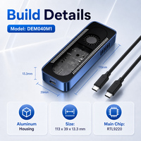 Boîtier double SSD M.2 2 baies 20 Gbit/s USB 3.2 Gen2x2 en aluminium avec ventilateur de refroidissement actif, double protocole NVMe SATA M-Key, pour disques durs jusqu'à 8 To