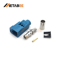 Connecteur Fakra Z femelle à sertir et à souder, laiton nickelé bleu eau, pour câble automobile RG174 RG316