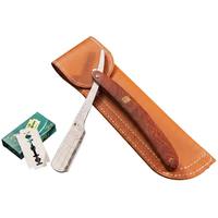 Rasoir droit professionnel en bois de rose, rasoir manuel pliant, support de lame en acier inoxydable, outil de coiffure pour barbier, salon, toilettage et sculpture de barbe