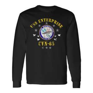 Camiseta de manga larga Uss Enterprise Cvn-65, diseño unisex para adultos con cuello redondo para el Día de los Veteranos - Product Image 1