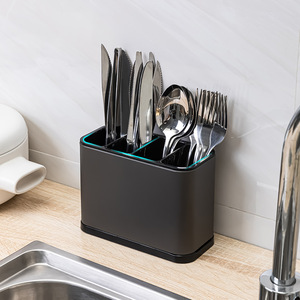 Porte-couverts en acier inoxydable, organisateur de cuisine avec compartiment pour le rangement des cuillères, fourchettes et couteaux - Product Image 1