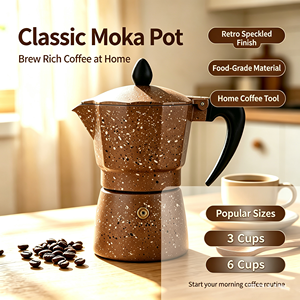 Cafetière Moka Rétro en Aluminium pour 3 ou 6 Tasses, Machine à Expresso Italienne pour Plaque de Cuisson, Personnalisable (Couleur, Logo, Motif), <span class=keywords><strong>Percolateur</strong></span> à Café OEM - Product Image 3