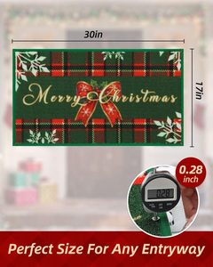 Alfombras de Entrada Antideslizantes con Diseño de Cuadros Verdes de <span class=keywords><strong>Navidad</strong></span>, 17"x30", Lavables a Máquina, para Interiores, Puerta Delantera y Trasera - Product Image 4