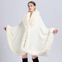 Vente en Gros Élégant Gilet Épais Femme Hiver Automne à Col en Fourrure de Lapin, Cape et Châle Fausse Fourrure avec Longue Bordure
