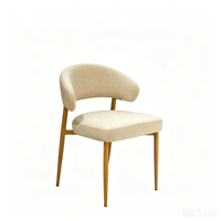 Chaise de salle à manger confortable et luxueuse avec pieds en métal, en tissu velours capitonné, style moderne du milieu du siècle