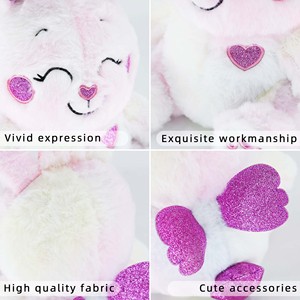 Peluche personnalisée en forme de <span class=keywords><strong>lapin</strong></span> avec cœurs pailletés, <span class=keywords><strong>lapin</strong></span> en peluche apaisant pour enfants, jouet sensoriel parfait, compagnon de sommeil - Product Image 2