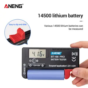 Testador digital de bateria de lítio aneng BT-168 pro, verificador de capacidade de bateria de lítio com botão aaa aa teste universal