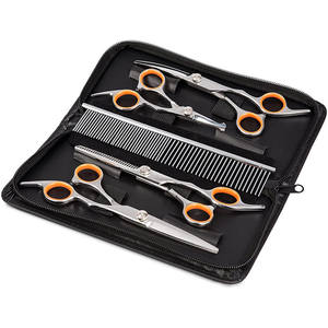 Tijeras de peluquería para mascotas Sd, juego de 4 piezas, acero inoxidable, punta redonda, herramientas de peluquería para perros para un corte y cuidado precisos - Product Image 2