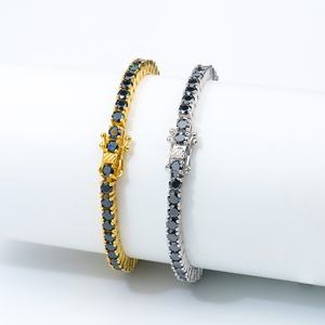 Pulsera de Tenis Redonda de Moissanita Negra en Plata 925 - Product Image 1