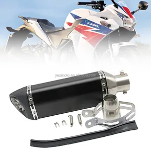 Silenciador de escape de 51mm, para honda gy6 cbr cbr125 cbr250 cb400 cb600 370mm