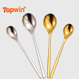 Cuchara de café de acero inoxidable 304, linda cuchara mezcladora de mango largo estilo Ins, regalo, cuchara dorada para miel, postre y agua con forma de gota - Product Image 1