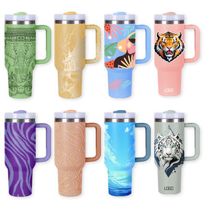 Vaso aislado de 40oz con pajita y mango Taza de viaje de acero inoxidable Frasco de vacío para portavasos de coche - Product Image 6