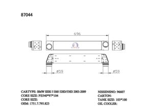 96607 7795823 7787446 17517795823 17517787446 Intercooler Universal para <span class=keywords><strong>BMW</strong></span> Serie 5 E60 <span class=keywords><strong>520D</strong></span>/530D, Piezas de Motor - Product Image 2