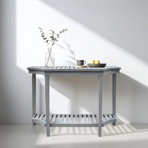 PARISLOFT Table console en bois style farmhouse 47W x 32.3H avec étagères gris bleu Meuble d'entrée pour salon - Product Image 1