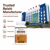Fabricant de compléments alimentaires à base de champignons Reishi en marque privée, formule personnalisée, OEM, ODM, vente en gros directe d'usine, emballage personnalisé, capsules