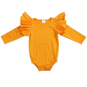 Ropa para Niños Recién Nacidos con Mangas con Volantes, Color Sólido, Venta al por Mayor, Ropa Infantil de Boutique, Top Ventas 2019 - Product Image 4