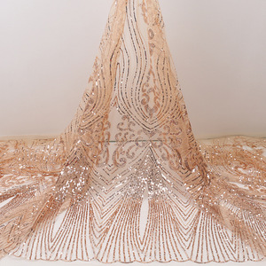 Nhà Máy Bán Buôn Sang Trọng 3D Vàng <span class=keywords><strong>Sequins</strong></span> Thêu Pháp Làm Cỏ Lưới Ren Vải Cho Phi Bridal - Product Image 4