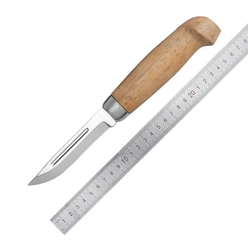 Özel Logo av bıçağı kesme paslanmaz çelik sabit bıçak avcılık bıçağı av bıçağı çocuklar için ahşap kolu