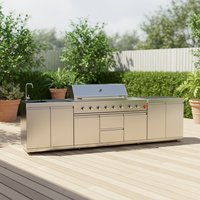 Ensemble de barbecue luxueux en acier inoxydable avec revêtement en poudre pour restaurants et cuisines domestiques, avec dispositif de sécurité anti-flamme et montage facile