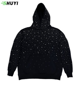 Hoodie Homme 100% Coton, Pull <span class=keywords><strong>Capuche</strong></span> Oversize Personnalisable avec Strass, Sweatshirt <span class=keywords><strong>Capuche</strong></span> Lourd <span class=keywords><strong>à</strong></span> Motif Uni - Product Image 1