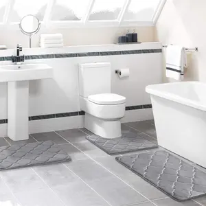 <span class=keywords><strong>Tappetini</strong></span> da <span class=keywords><strong>bagno</strong></span> assorbenti antiscivolo in velluto Extra morbido di alta qualità set di tappeti in Memory Foam a <span class=keywords><strong>3</strong></span> <span class=keywords><strong>pezzi</strong></span> - Product Image 1