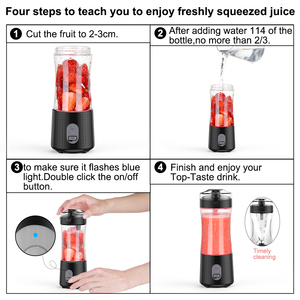 Mixeur Portable 350ml/380ml Rechargeable USB Facile à Nettoyer Sans Fil Électrique pour Smoothies aux Fruits avec Logo OEM - Product Image 6