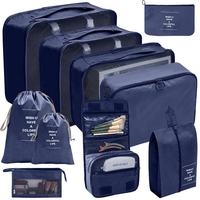 Juego de cubos de embalaje para viaje, 10 Uds., organizadores de embalaje, Juego de bolsas con bolsa de artículos de tocador para equipaje, Maleta, bolsa esencial de viaje