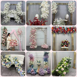 Arche de fond de scène de mariage en soie bleu royal LEDA, rangée de fleurs suspendues, fête d'anniversaire, scène, arrangement floral au sol, fleurs au sol - Product Image 3