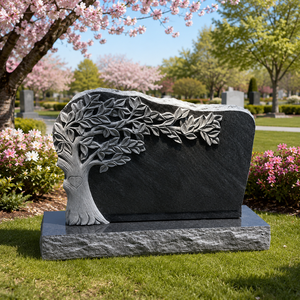 Pierre tombale double Union STONE American Black Serp Top Monument avec photos - Product Image 3
