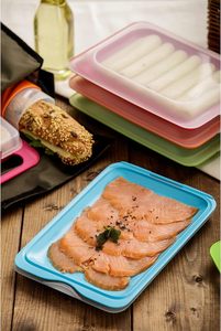 冷蔵庫用プラスチック製冷製肉保存容器 蓋付き-BPAフリー 電子レンジ・食洗機対応 再利用可能 パーティー用 17cm×3.2cm×25.2cm アソート - Product Image 6