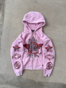 Sudadera con capucha y cremallera para hombre, estilo oversize, streetwear, con estampado digital, de algodón tejido, venta al por mayor, fábrica de prendas OEM - Product Image 6