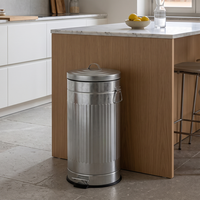 Tempat Sampah Dapur Harga Pabrik Bentuk Bulat dengan Pedal, Ember Dalam, dan Pegangan