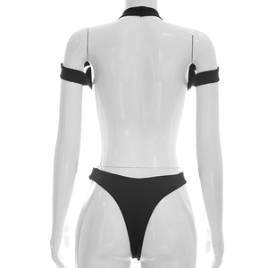 Viviblook Y26BS153 Body de verano para mujer, con cuello halter, hombros descubiertos, color liso, espalda descubierta, triangular - Product Image 5