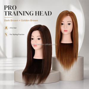 Vente directe d'usine, tête de mannequin professionnelle pour coiffeuse avec cheveux raides pour la pratique de la coupe de cheveux - Product Image 2