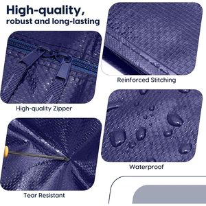 Lot de 6 sacs de déménagement 93L 220lbs, sacs de rangement pliables imperméables pour vêtements, organisation de la maison, camping - Product Image 5