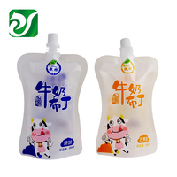 Emballage pour jus de fruit personnalisé 200ml 250ml 300ml pochette transparente pour jus imprimé avec bec verseur