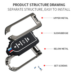 Accessoires pour clés de voiture en métal, coque de clé en alliage de zinc, étui pour clé de voiture intelligente, adapté à Toyota Perodua Daihatsu - Product Image 4