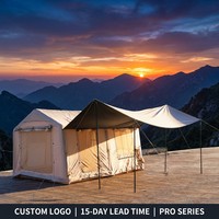 Tente gonflable toutes saisons de 12 m² avec intérieur compartimenté, tente de glamping de luxe avec aménagement multi-pièces pour les organisateurs professionnels