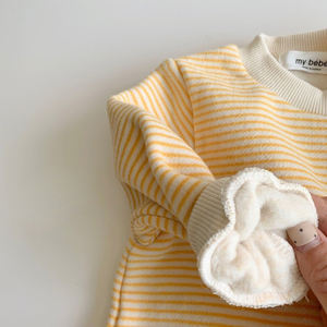 Monos de una pieza acolchados a rayas para bebés, unisex, informales, gruesos, ropa de invierno para niños pequeños - Product Image 5