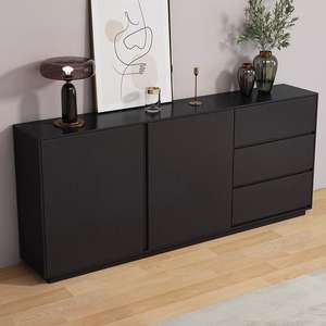 Meuble de rangement moderne noir, 900 mm de haut, avec 5 compartiments, pour salon - Product Image 5