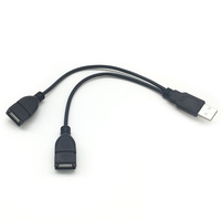 Cable USB 2.0 de Tipo A Macho a Doble Tipo A Hembra en Forma de Y para PC y Uso Industrial, Conector de Extensión