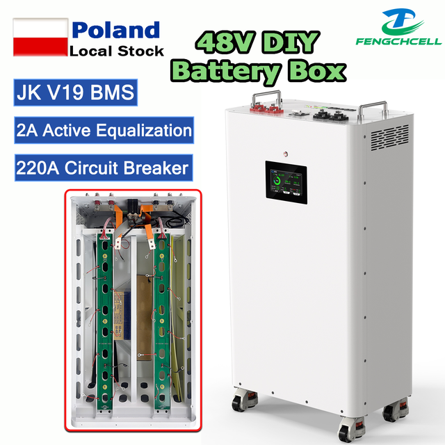 Poland Stock 51.2v 48v 280Ah 314Ah 330Ah 16s Vertical Solar Storage Diy Kit Box with JK V19 BMS Durable Metal Battery Box