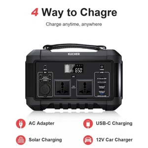 Baterí<span class=keywords><strong>a</strong></span> de Almacenamiento de Energí<span class=keywords><strong>a</strong></span> Externa Eléctrica KUCHER Portátil de 650W con Onda Sinusoidal Pura, MPPT Solar, Compatible con LiFePO4, con Linterna para el Hogar - Product Image 2