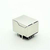 Prise RJ45 Soulin à port unique 100Base-TX avec blindage magnétique intégré, boîtier plaqué or, indice de protection IP68, LED verte/jaune