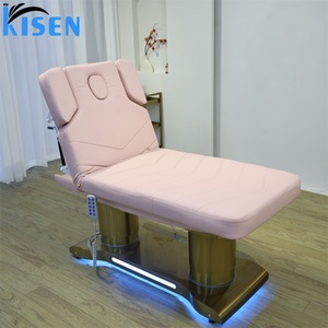 Fauteuil d'examen médical, de tatouage, de spa, de massage, de beauté cosmétique, de soin du visage, électrique rose KISEN à 3/4 moteurs, inclinable et esthétique - Product Image 1
