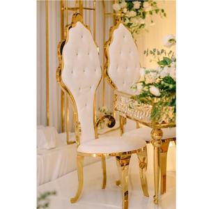 Oro inoxidable Hotel silla con respaldo Alto Rey silla novia novio boda trono sillas para boda - Product Image 1