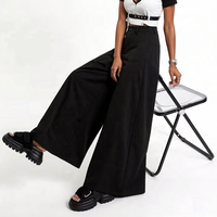Pantalon de Costume Formel Plissé à Jambes Larges pour Femme, Coupe Ample, Élégant et Décontracté, Style Classique Vintage, avec Fermeture Éclair Unie, Personnalisable OEM