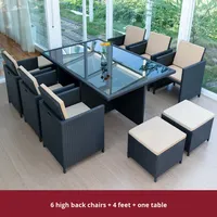Ensemble de table et de chaises en métal de luxe léger Tengyi pour l'extérieur, table à thé de patio, combinaison de villa, imperméable, résistant au soleil, avec dossier