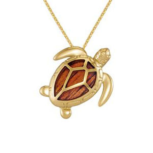 Collier pendentif tortue de mer chrétienne en bois de koa hawaïen plaqué rhodium argent sterling 925 pour mariage fiançailles - Product Image 5